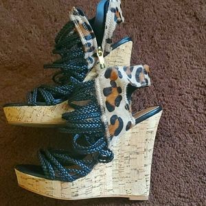 Colin Stuart Scrappy Cheetah Wedges